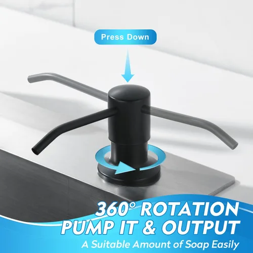 Vista 5 de CREA Dispensador de jabón para platos para fregadero de cocina, juego de dispensador de jabón de cocina integrado con tubo de 39 pulgadas, botella