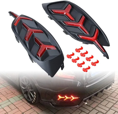 Vista 9 de Astra Depot Reflector de parachoques trasero, señal de giro secuencial, luz LED de flecha compatible con Honda Civic Sedan 2016-2021 de 10ª