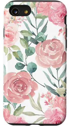 Vista 18 de iPhone 16 Pastel Pink Flower Print - Watercolor Floral Petals Blossom Case