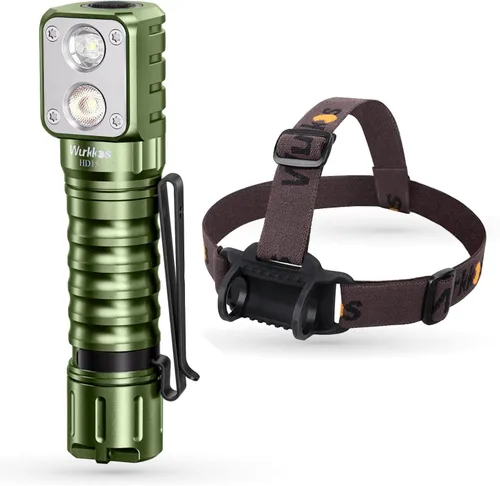 Vista 10 de Wurkkos Linterna frontal LED recargable, HD15 2000lm linterna de ángulo recto con 90 LED LH351D de alto CRI, potente foco LED SST20, IPX8 Rojo