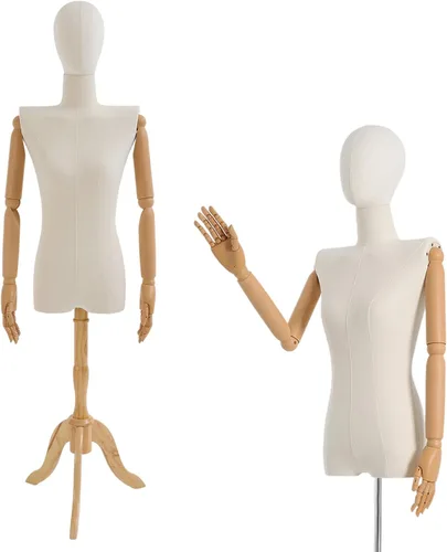Vista 9 de Exhibición de la forma del vestido femenino Forma de vestido de torso de maniquí femenino Modelo de vestido de costura con brazos desmontables
