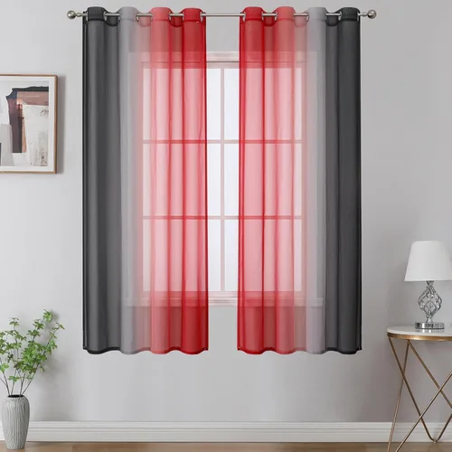 Vista 36 de Cortinas transparentes de color azul marino y negro para sala de estar, 52