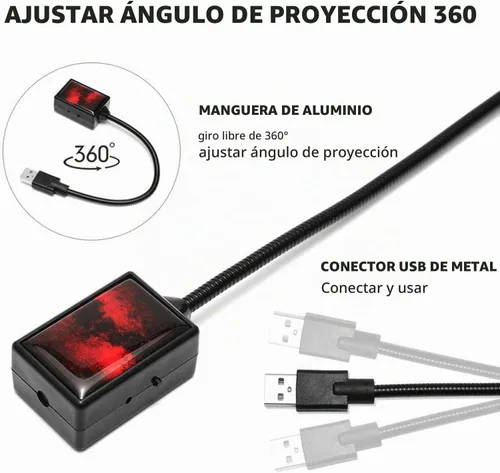 Vista 3 de SOCAL-LED LIGHTING Proyector de Estrellas USB para Automóvil Azul Rojo Luz Nocturna Interior Luces LED Decorativas Románticas de Techo con Rotación