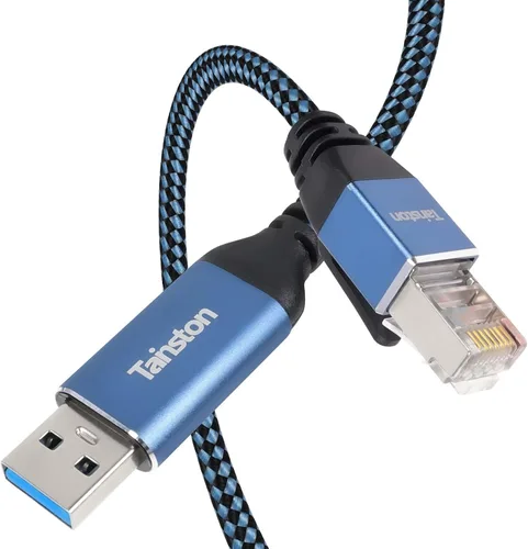 Vista 6 de Cable USB a Ethernet, cable USB 3.0 A a RJ45 de 2 pies, cable USB 3.0 A a Gigabit Ethernet compatible con laptop, PC, interruptor, enrutador, módem