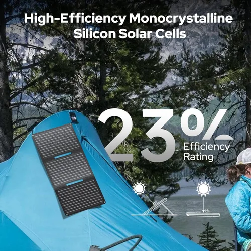 Vista 4 de ENOFLO Cargador de panel solar de 30 W YT30 Panel solar plegable IP65 Cargador solar impermeable con QC3.0 USB y salida CC (10 conectores) 24%