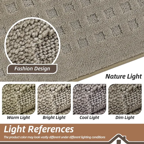 Vista 7 de BEQHAUSE Tapetes para puerta de 20 x 32 pulgadas, tapete antideslizante de punto gofre, de perfil bajo, resistente a la suciedad y absorbente, Beige