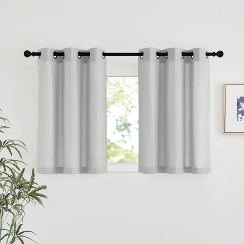 Vista 226 de NICETOWN - Cortinas de lino angora para ventana de cocina sobre el fregadero, con ojales, lino grueso angora, tratamientos cortos para ventanas