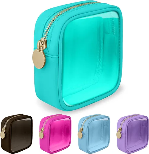 Vista 20 de izuzta Nylon Lager Pequeño Slim Mini Maquillaje Bolsa Organizador, Beige, Viajes