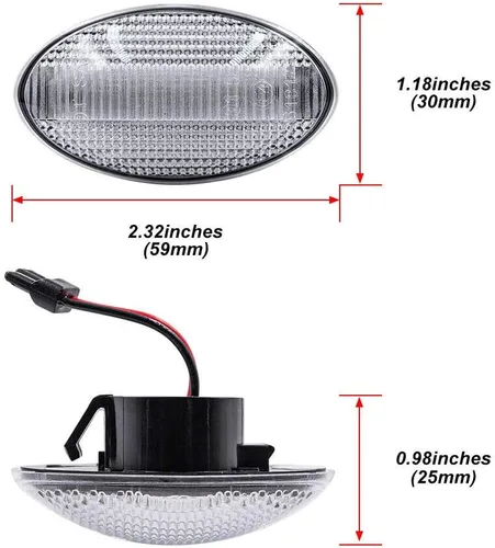 Vista 6 de Lente clara ámbar Led Fender lateral marcador luz de señal de giro lámpara para Mini Cooper R50 R52 R53 Lente Transparente