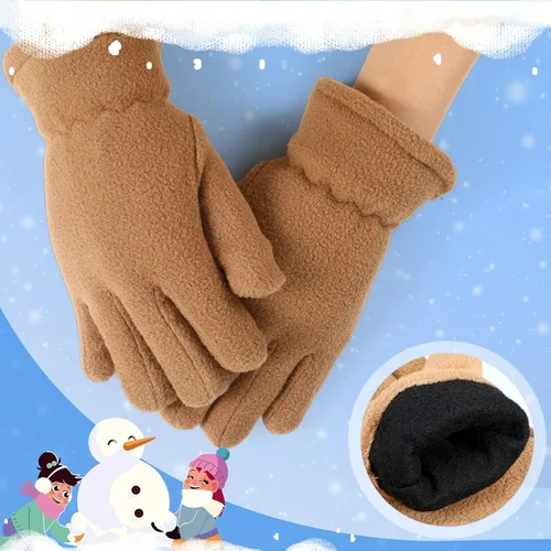 Vista 5 de SATINIOR 3 pares de guantes de invierno de forro polar para niños, guantes cálidos de dedos completos para niños, niñas, niños, suministros