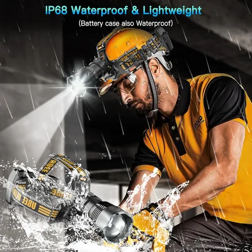 Vista 6 de UBEE Linterna frontal recargable, 800 lúmenes, lámpara de cabeza LED súper brillante con 7 modos y linterna frontal recargable impermeable IP68