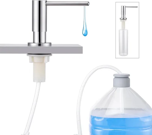Vista 8 de Dispensador de jabón para fregadero de cocina con botella de 17 onzas y kit de tubo de extensión de 40 pulgadas, dispensador de jabón integrado