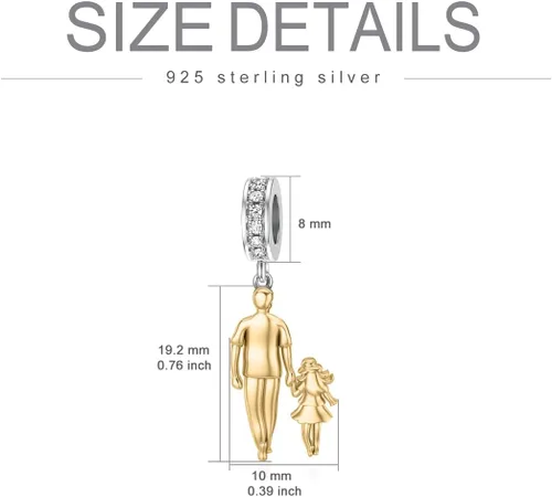 Vista 185 de PROESS Dije para padre, madre e hija, pulsera de plata de ley para pulseras, regalos de cumpleaños, día de San Valentín, para hija, madre, amante