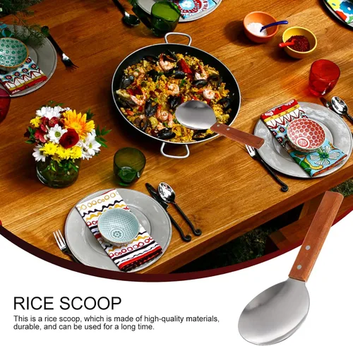 Vista 3 de 2 espátulas japonesas de arroz versátil antiadherente para servir con mango de madera, cucharada de tofu para el hogar y la cocina, grande