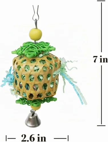 Vista 6 de Juguetes para pájaros para periquitos Conures, accesorios de jaula de pájaros, juguetes de forraje para jaula BellBall