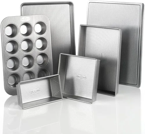 Vista 14 de USA Pan Juego de 3 piezas de moldes para hornear de acero aluminizado, resistente a la torsión y antiadherente