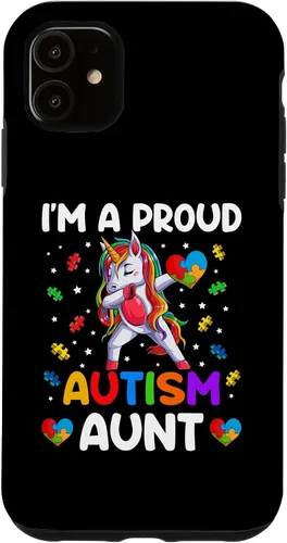 Vista 5 de Funda para iPhone 14 I'm A Proud Aunt Autism Awareness Dabbing Unicorn Girl