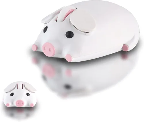 Vista 8 de elec Space Ratón inalámbrico con diseño de cerdo lindo modo dual Bluetooth y ratón USB, funcionamiento silencioso, ergonómico, perfecto