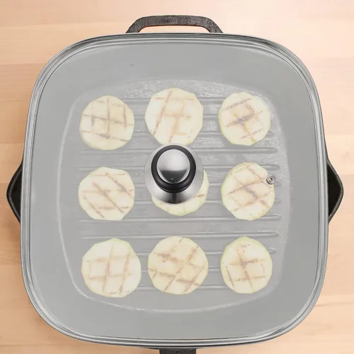 Vista 4 de UPKOCH Tapa cuadrada de vidrio templado con perilla redonda, cúpula de plancha transparente para olla, protector de cacerola, utensilios de cocina