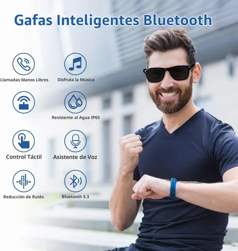 Vista 2 de Lentes inteligentes para hombres y mujeres, lentes de sol Negro-E13