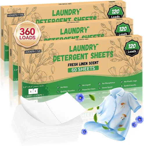 Vista 12 de Sábanas de detergente para ropa – Fresh Linen 120 Cargas de detergente para ropa sucia a granel, detergente de viaje a granel, ecológicas e