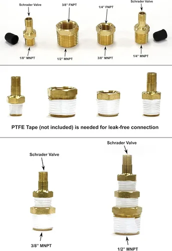Vista 5 de Válvula Schrader a Accesorios NPT Macho Adaptadores para Winterizar Prevención de Reflujo y Disyuntor de Vacío de Presión (PVB) para Sistemas