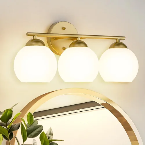 Vista 14 de Emak Lámpara de baño negra de 2 luces sobre el espejo, luces de tocador de baño con pantalla de vidrio transparente, VL114-BKL-2