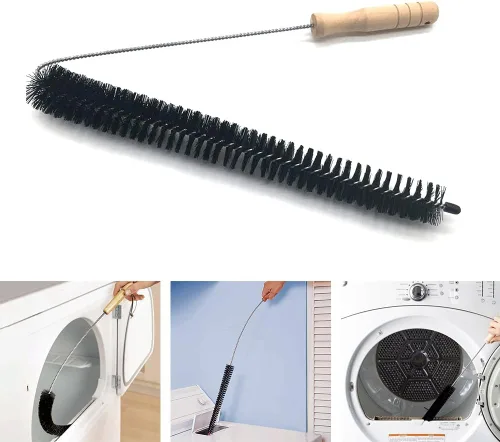 Vista 7 de Cepillo de ventilación para limpiador de secadora, kit de limpieza de ventilación para secadora, herramientas de limpieza de cepillo de bobina Negro