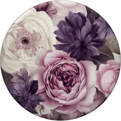 Vista 3 de Elegant Blush Pink & Purple Vintage Floral Rose PopGrip estándar y Peony PopSockets