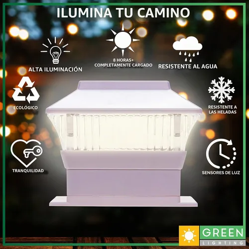 Vista 4 de GreenLighting Luces solares estándar #1 para tapa de poste para madera nominal de 4 x 4, postes de PCV/vinilo de 4 x 4, luz solar para valla al aire