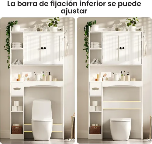 Vista 5 de Gizoon 66" H sobre el gabinete de almacenamiento del inodoro, con amplio Blanco