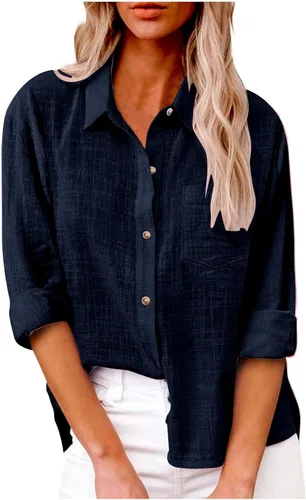 Vista 96 de SMIDOW Camisa de algodón y lino con botones para mujer