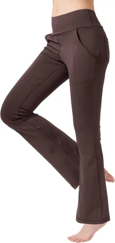 Vista 4 de Cifupy Pantalones de yoga con corte de bota para mujer con bolsillos, pantalones de entrenamiento de cintura alta para mujer, pantalones de yoga