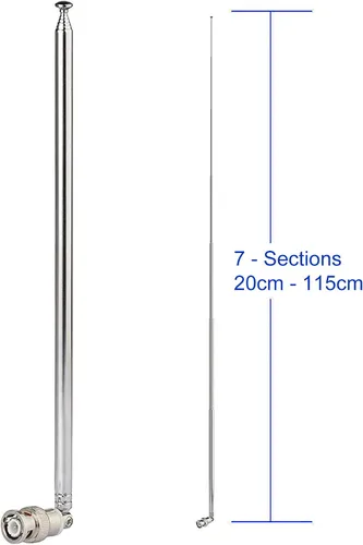 Vista 3 de Bingfu Antena de Escáner de Radio de Policía 20-1300MHz 7 Secciones Telescópica BNC Antena Masculina Radio Jamón Radio Mano CB Antena para Uniden