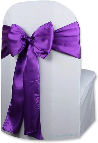 Vista 13 de Funda de satén para silla con lazo – Elegantes fajas para bodas, banquetes, recepciones, eventos especiales, restaurantes y fiestas – 28 opciones