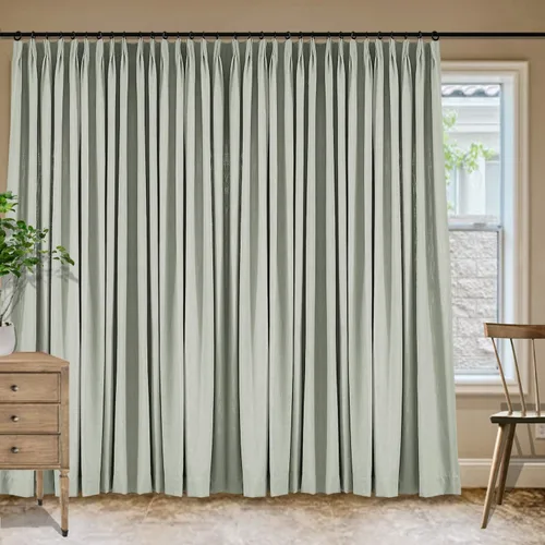 Vista 179 de Frelement Cortinas plisadas de lino de algodón de 100 pulgadas de ancho y 102 pulgadas de largo, cortinas con reducción de ruido para sala