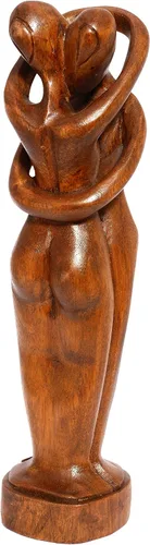 Vista 3 de G6 Collection Estatua de escultura abstracta de madera de 12 pulgadas hecha a mano – Amor eterno – Regalo de arte decorativo para decoración