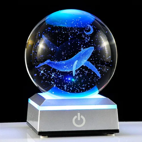 Vista 13 de Bola de cristal 3D grabada con colibrí en 3D con base LED colorida, esfera de vidrio de 8 cm, ideas para decoración del hogar y regalos para amigos
