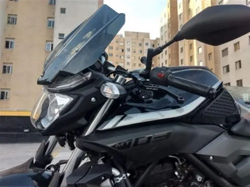 Vista 5 de GLoyer Motorcycle Windshield Smoke Color and Black Color Windscreens Wind Deflector Screen Compatible with MT03 MT 03 2016 with Mounting Bracket
