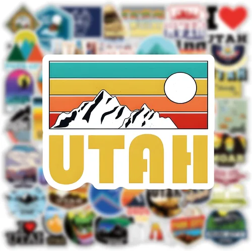 Vista 4 de Paquete de 61 calcomanías de Utah, vinilo estético de Estados Unidos impermeable para botella de agua, patineta, laptop, teléfono, diario, álbumes