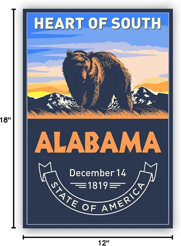 Vista 8 de Póster del estado de Alabama, impresión de póster de Alabama, póster con emblema del estado de Alabama, póster de estado de viaje retro, arte