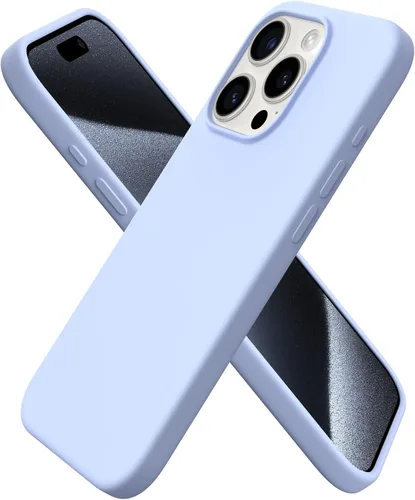 Vista 24 de ORNARTO Funda compatible con iPhone 15 Pro de 6.1 pulgadas, silicona líquida de 3 capas cubierta completa de goma de gel suave, funda protectora