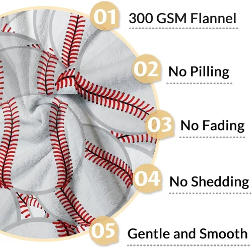 Vista 4 de Manta de béisbol para regalar – Manta deportiva de 30 x 40 pulgadas para niños, manta blanca de felpa suave para sofá, oficina