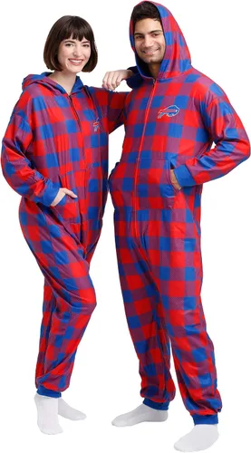 Vista 22 de FOCO Unisex NFL Team Logo Pajamas One Piece Onesie Patrón feo navideño
