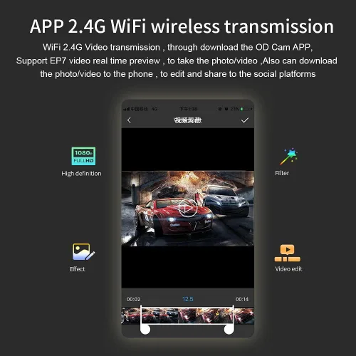Vista 7 de Videocámara ORDRO EP7 4K 60FPS con montaje en la cabeza, control por APP Wi-Fi, estabilizador cardán de 2 ejes con control remoto, tarjeta