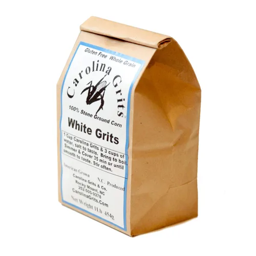 Vista 2 de Carolina Grits Company Sémola Blanca de Carolina Molida Tradicionalmente en Piedra, Grano Entero, Sin Gluten y Sin OMG (Blanco, 1 Paquete (16 onzas))