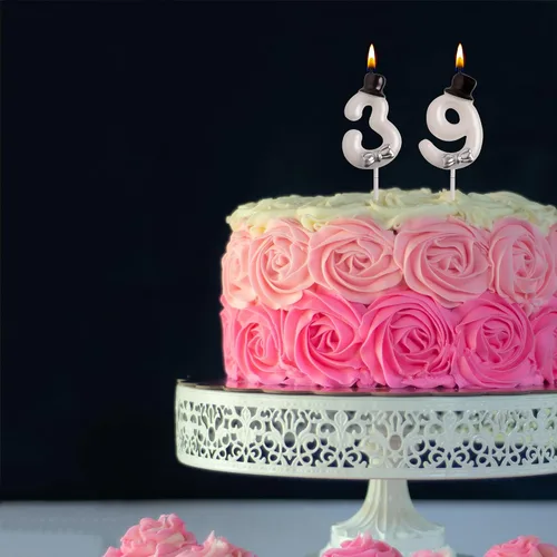Vista 4 de Velas de cumpleaños número 39, color blanco 93 y 39 años de edad, velas de cumpleaños, decoraciones de fiesta de cumpleaños, regalos para hombres