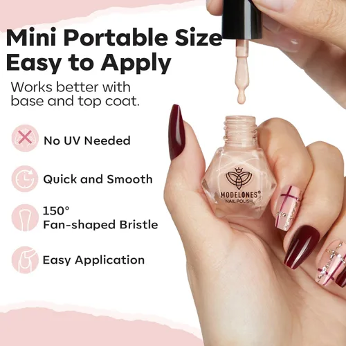 Vista 7 de modelones Juego de esmaltes de uñas de 12 colores, rojo burdeos, Año Nuevo 2025, juego de esmaltes de uñas champán dorado con purpurina rojo oscuro