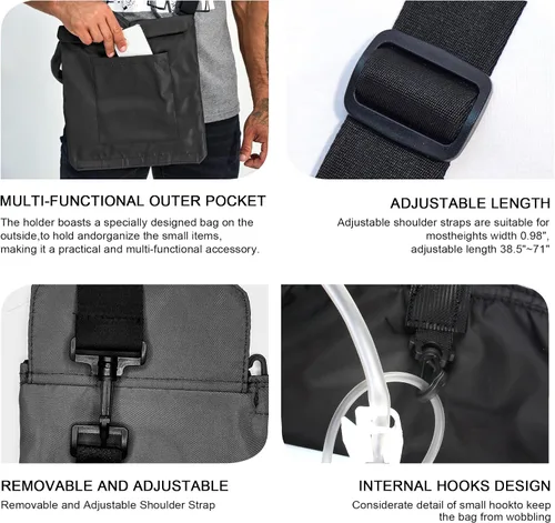 Vista 4 de Soporte para bolsa de drenaje urinario con hebilla de fijación interna correa ajustable para el hombro