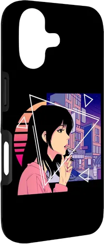 Vista 3 de Retro 80's Japanese Lofi Vaporwave Aesthetic Sad Anime Girl Case for iPhone 17